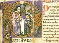 Lettrine, Saint montrant un texte